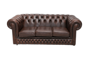 Chesterfield Leather 3 Seater Sofa Brown Sofa