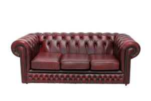 Chesterfield Leather 3 Seater Sofa Burgundy Sofa