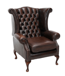 Chesterfield Leather Wing Back Chair Brown Chair