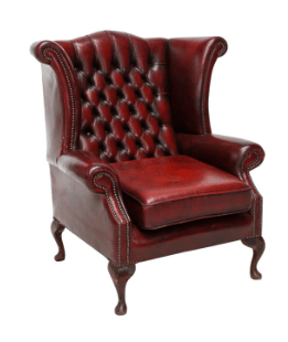 Chesterfield Leather Wing Back Chair Burgundy Chair