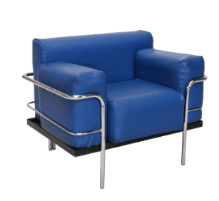 Corbousier Leather Armchair Blue Armchair