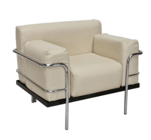Corbousier Leather Armchair Cream Table