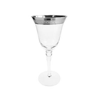 Patterned Silver Rim White Wine Glass Wine Glass Rentuu